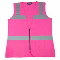 S721 Girl Power Non ANSI Ladies Hi-Viz Pink Fitted Tricot Zip Vest (Small)